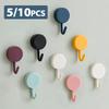 5/10PCS Self Adhesive Wall Hook Strong Without Drilling Clothes Toilet Bathroom Door Kitchen Towel Hanger Home Table Locker Hook