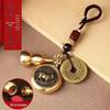 Pixiu Cinnabar Brass Keychain with Zodiac and Five Emperors Coins Pendant