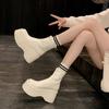 Winter Thick Heel Women Ankle Boots Fashion Slip On Platform Short Booties Square Heels Party Dress Ladies Shoes