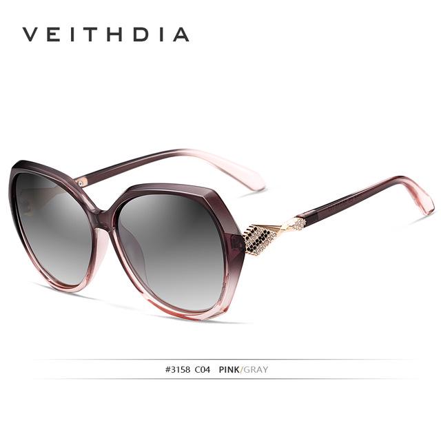 VEITHDIA женские солнцезащитные очки с поляризованными градиентными линзами, роскошные женские дизайнерские солнцезащитные очки, аксессуары для очков для женщин 3158