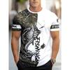 Mens Vibrant Fish Print Casual T-Shirt - Breathable Slight Stretch Polyester Crew Neck Tee for Outdoor Perfect for Summer