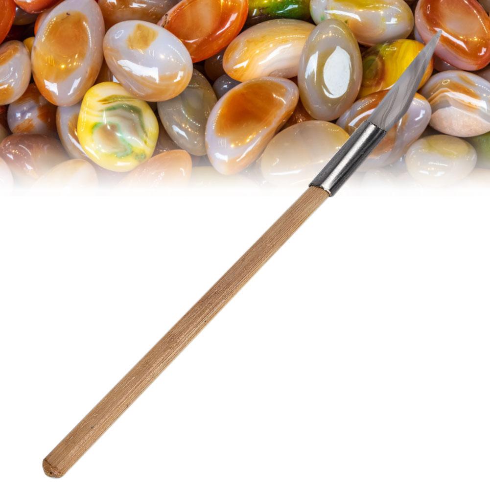 Knife Tipped Wooden Handle Agate Knife Burnishing Polishing Jewelry Tool