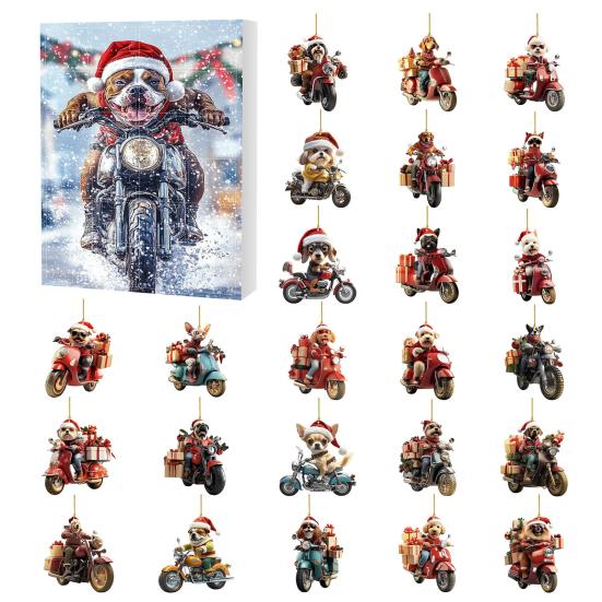 Christmas Funny Motorcycle Dog Advent Calendar 2025 24-Day Countdown with 2D