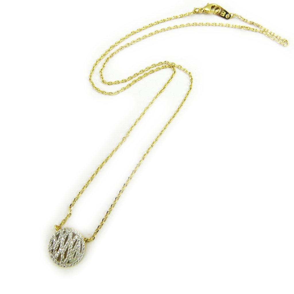 Les Trésors De Lily [L5651] - Gold Plated Necklace 'Sissi' White Gold - 14 Mm