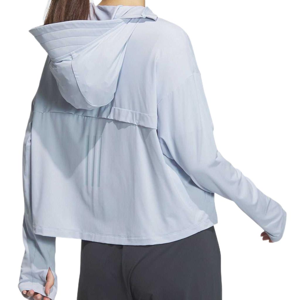 Adidas Knit UPF Jacket Solid Color Quick-Dry Sports Casual Hooded Jacket Women Jacket Light-Blue JJ1332