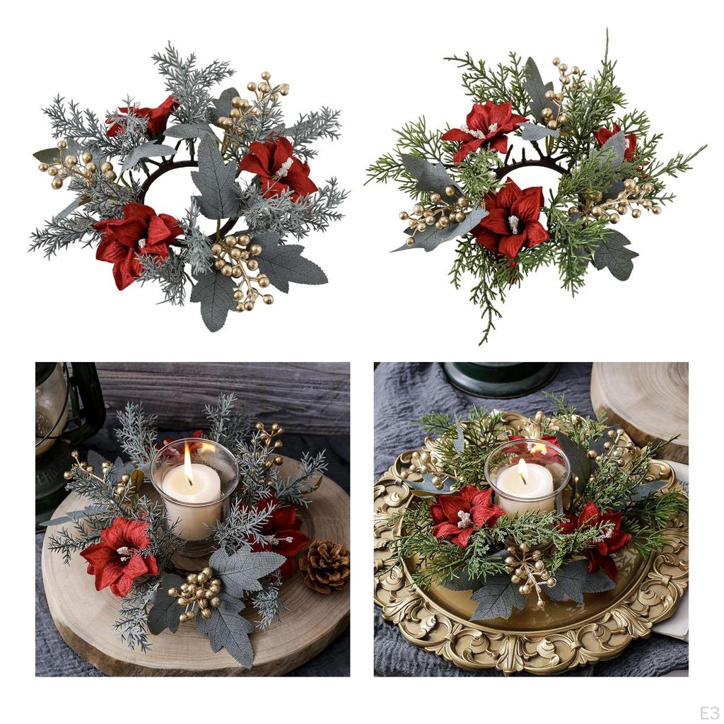 Рождественский венок-кольцо для свечи 25 см, украшение, креативный декор, гирлянда, цветок для