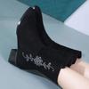 Fashion Middle Heel Fleece-Lined Half High Boots for Women Winter Rhinestone Mid Calf Shoes Woman 2025 Novelty Y2k Cosplay New Rock Boot