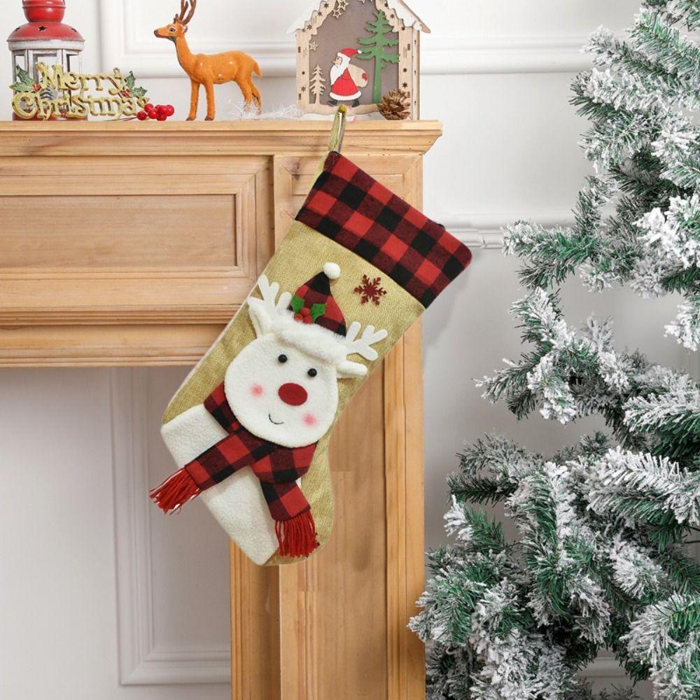 Hanging Christmas Gift Socks Large Size Xmas Gift Bag Navidad Christmas Stocking  Christmas Decor