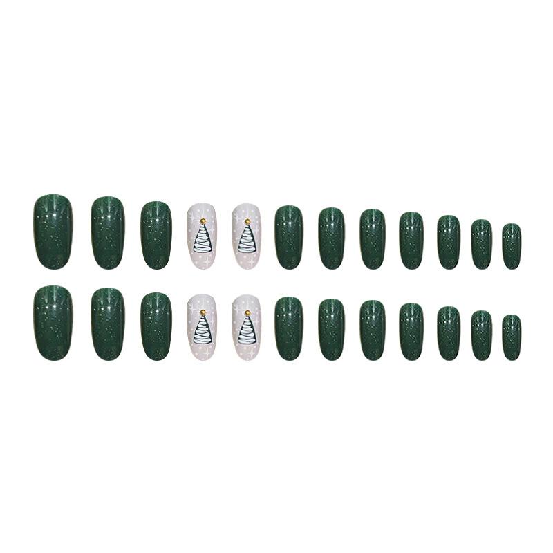 24pcs Press On Nails Hot Girl Style Long Ballet Nails Santa Gift Wear Nails Water Drop Glitter Fake Nails Finished Product