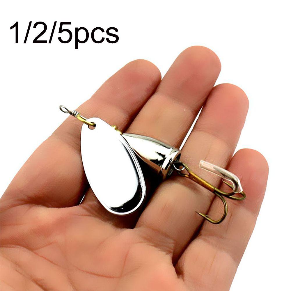1/2/5pc Hot Sequins Durable Crank Bait Spoon Spinner Treble Hook Fishing Lure