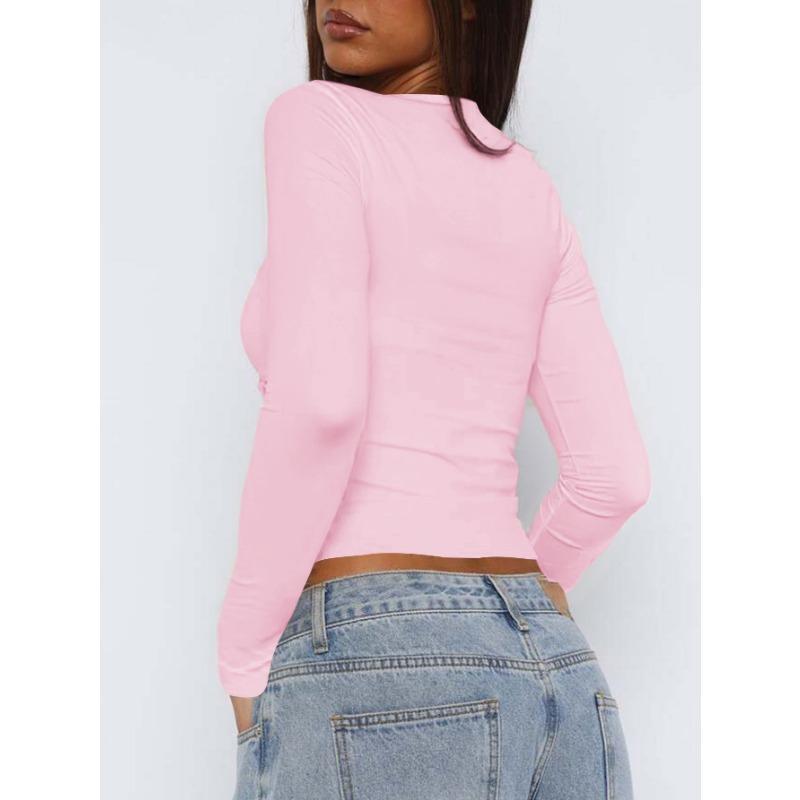 Spring Summer Women's Y2K Sexy Slim Sweet Chilli Style Long Sleeve Top