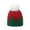 Autumn and Winter New Red and Green Splicing Wool Hat Festive Versatile Knitted Hat Christmas Hat Women