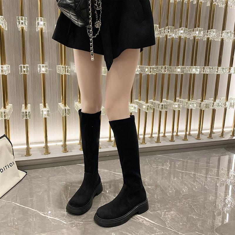 2024 Hot Sale Round Head Outdoors Winter Women's Snow Boots Solid Color Casual Comfortable Waterproof Women Knee Length Boots