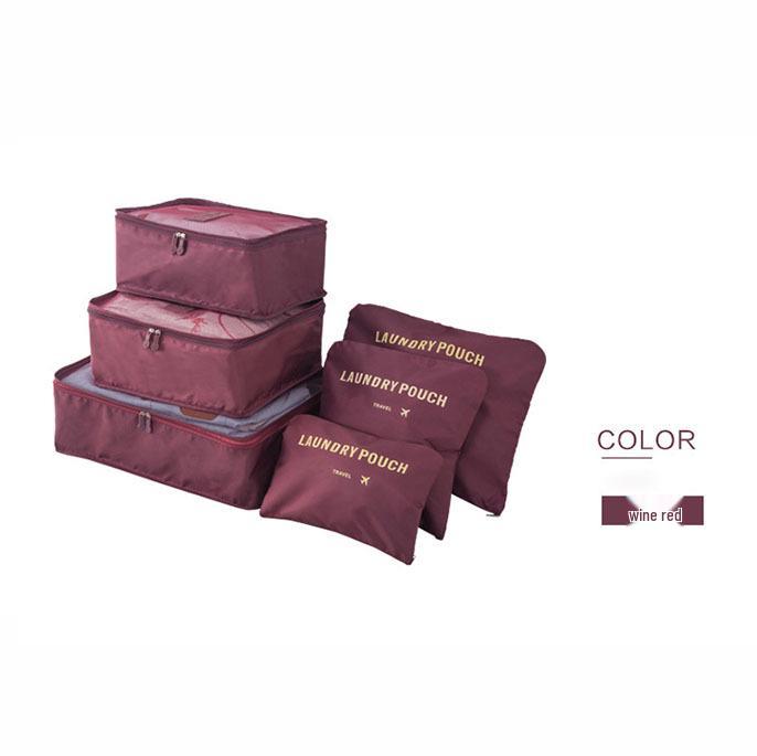 6-Piece Oxford Cloth Travel Storage Set: Includes Shoe Bag, Underwear Organizer, and More.