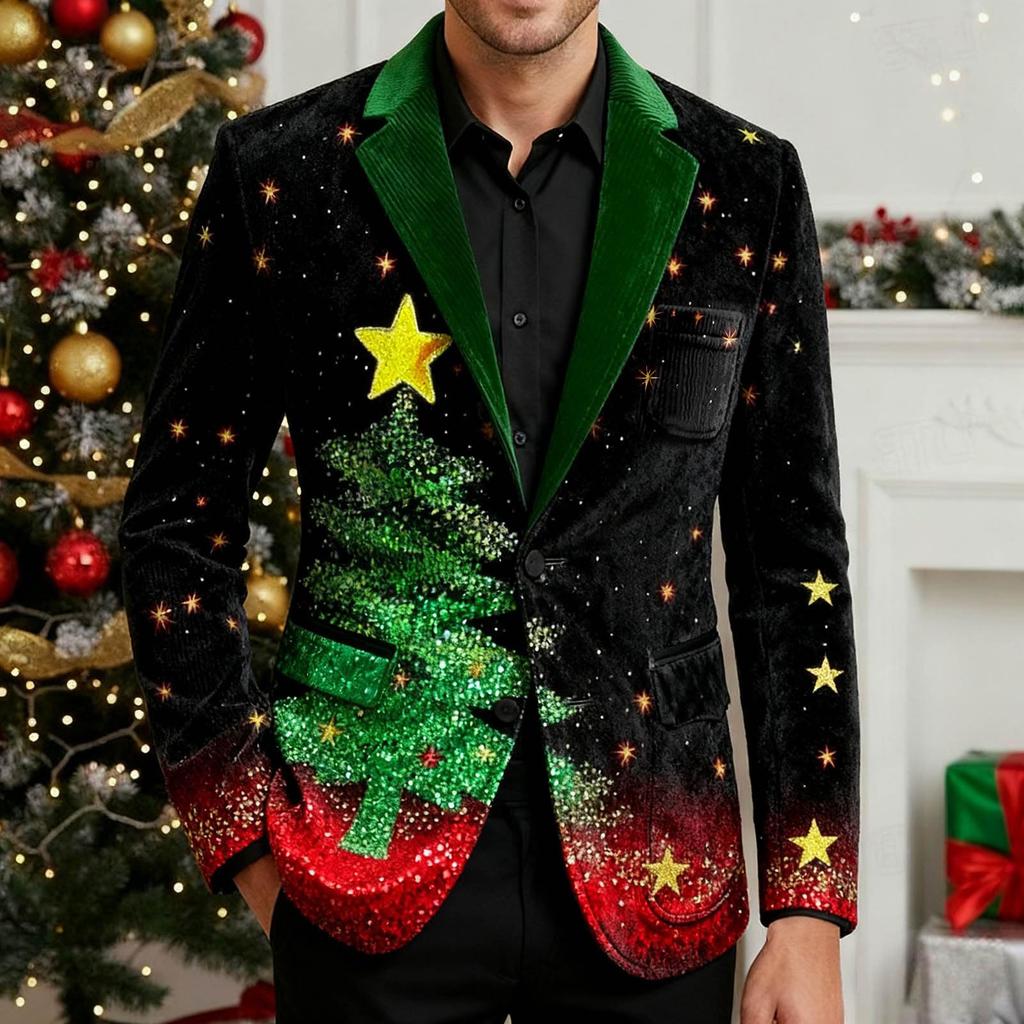 Men's Printing Corduroy Warm Pocket Suit Jacket Cardigan Men's Casual Suit