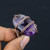 Natural Sage Amethyst Gemstone Handmade Copper Wire Wrap Ring Size 6.5 V3w43