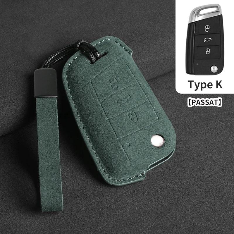 Suede Car Flip Key Case Cover for VW Volkswagen Golf 7 MK7 Tiguan MK2 T-roc T-cross Skoda Octavia Kodiaq Karoq Seat Ateca Leon