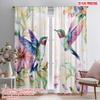 2pcs,2D Plane Printing Popular Curtains Hummingbird Harmony Versatile Polyester (without Rod) Outdoor Decorations Use for Home &