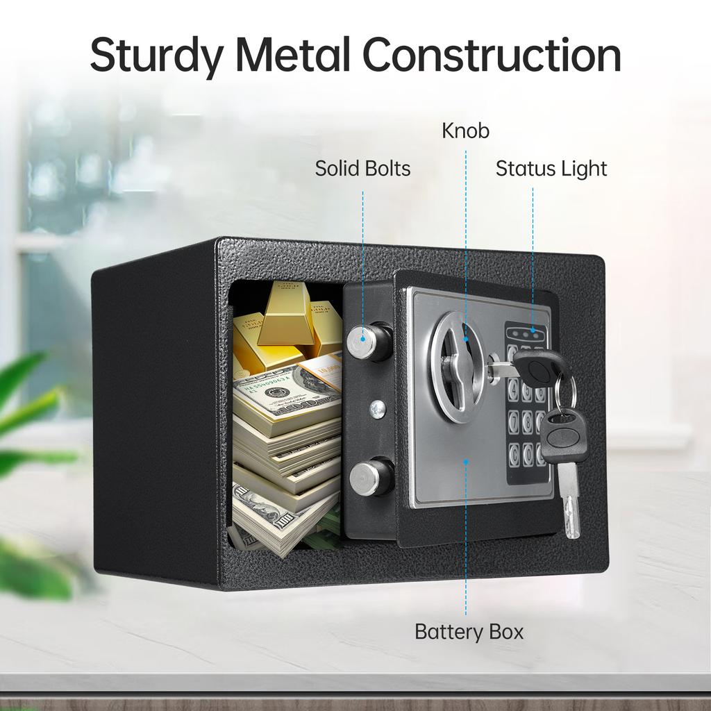 Home Safes Fireproof Waterproof Box + Document Bag with Keypad and 2pcs Spare Key Digital Home