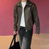 Spring Autumn Vintage Lightweight Distressed Washed Brown Pu Leather Jacket Men Zipper Casual Korean Fashion Clothes