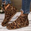 Fashion Leopard Print Flat Ankle Boots for Women 2024 Autumn Lace Up High Top Casual Shoes Woman Faux Suede Soft Bottom Work Botas Mujer