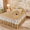3pcs of Thickened Autumn and Winter Lace Bed Skirt, Crystal Velvet Bed Skirt Lace Bed Cover, Soft and Comfortable, Bedroom and Guest Room Bedding
