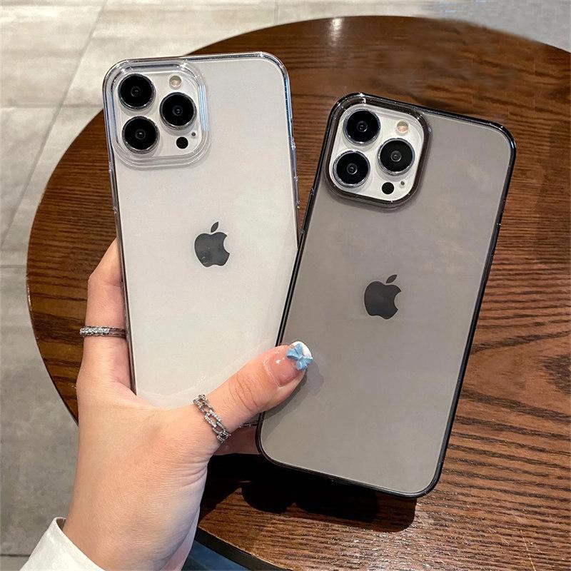 Luxury Transparent Hard Plastic PC Case For iPhone 16 15 14 13 12 Mini 11 Pro Max X XR XS 5 6 7 8 Plus SE Shockpoof Crystal Clear Cover