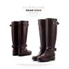 Fashion 2024 New Tall Buckle Rain Boots Women Waterproof Punk Style Zipper Tall Boots Female Shoes Work Knee High Boots Plus Size 36-41