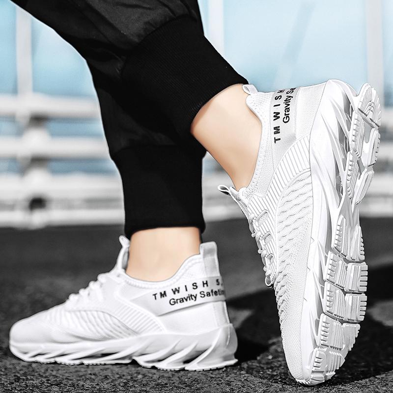 Spring/Autumn Men's Large Size Blade-soled Shoes Flying Weave Fitness Jogging Shoes