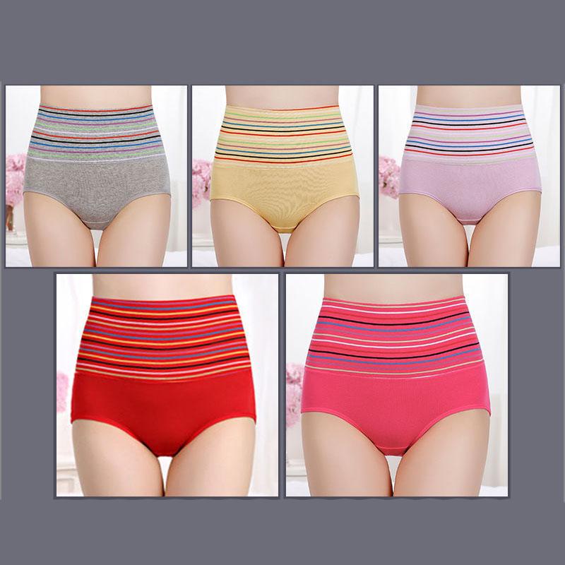 5PCS Women's High Waist Abdominal Panties Postpartum Shaping Sexy Buttocks Large Size Briefs