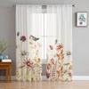 Thanksgiving Autumn Wild Flowers Voile Curtains For Bedroom Tulle Window Curtain For Living Room Sheer Curtains Blinds Drapes