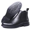 New Men's Woven Pattern Handmade Elastic Sleeve High Top Leather Boots for Casual Business and Chelsea Leather Boots