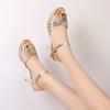 Women Sequin Fish Mouth Rhinestone High Heels Sandals Buckle Strap Dancing Shoes