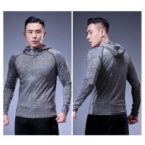 Men Full Zip Hoodie Quick-Dry Sweatshirt with Reflective Strip Zipper Sports Jacket Hoodie for Running Fitness Golfing