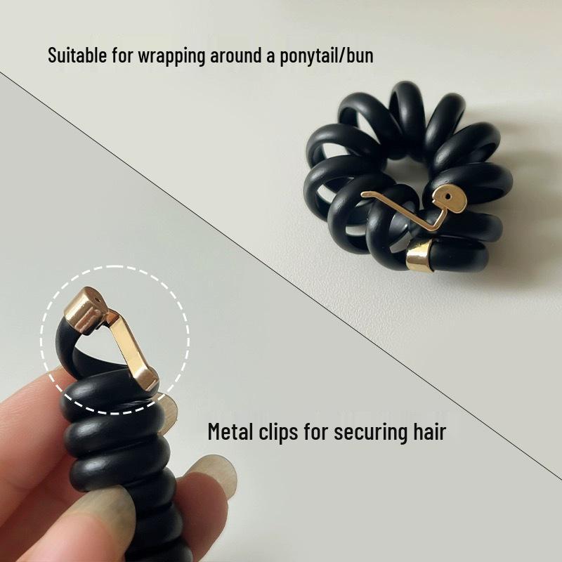 Japanese Style Elastic Hair Tie - Versatile Telephone Cord Ring for Braiding & Ponytails - Women's Hair Accessories