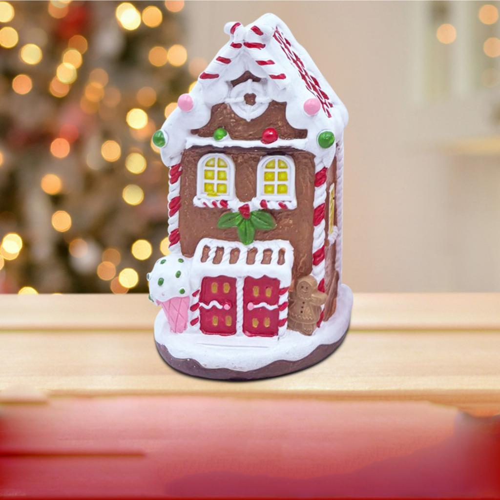 Led Small House LandscapeDecoration, Living Room Table Ornaments, Christmas Creative Resin Ornaments