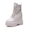 Fashion 11CM New Women Autumn Ankle Boots Increase Platform Zipper Sneakers Woman Leather Boots High Heels Winter Motorcycle Boots