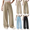 Women's Summer Elastic Waist Solid Color Cotton And Linen Loose Trousers