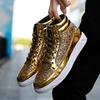 Fashion Men High Top Sneakers Male Ankle Boots Gold Luxury Glitter Shoes Streetwear Hip Hop Casual Boots Chaussures Homme