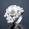 Luxury Round Imitation Zircon Flower Adjustable Ring for Women Shiny Zirconia Engagement Wedding Party Rings Zircon