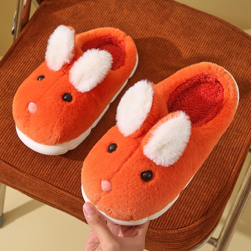 Cotton Slippers Female Cute Autumn and Winter Indoor Home Plush New Thick-soled Children's Slippers Home S