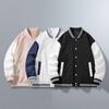 Spring and Autumn American Baseball Jacket Men's and Women's Black and White Splicing Sports Hong Kong Style Jacket