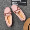 Women Winter Warm 100% Genuine Leather Flat Shoes Casual Loafers Slip On Women's Flats Plush Shoes Moccasins Lady 2024