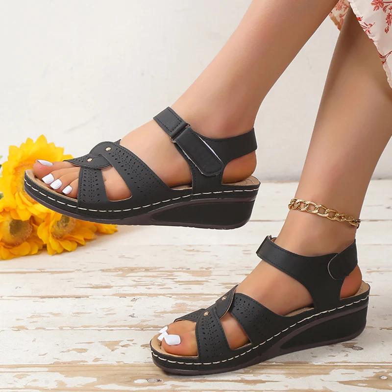 Plus Size Fashion Wedge Sandals Women Summer Casual Platform Walking Sandalias Mujer Comfortable Non Slip Beach Shoes Woman