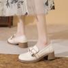 With Skirt Platform Women's Autumn Thick Heels Small Leather Shoes Wind One Pedal Single Shoes Women