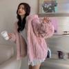Imitation Fur Autumn and Winter New Coat Women's Imitation Rose Rabbit Hair Hooded Woven Thickened Loose Women's Clothing Outer Wear