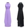 A Sexy Off-the-shoulder Dress with Necklaces Chiffon Evening Gown and Long Dress