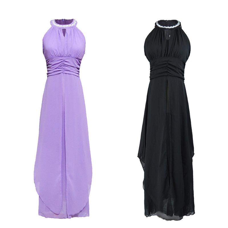 A Sexy Off-the-shoulder Dress with Necklaces Chiffon Evening Gown and Long Dress