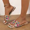 Fairy Style, Home Casual, Fashionable, Versatile, Rhinestone Sandals, Women's Summer Wears New Fashionable Flat Slippers