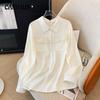 Plus Size Women's Long Sleeve Shirt Spring Autumn POLO Collar Dressy Tops